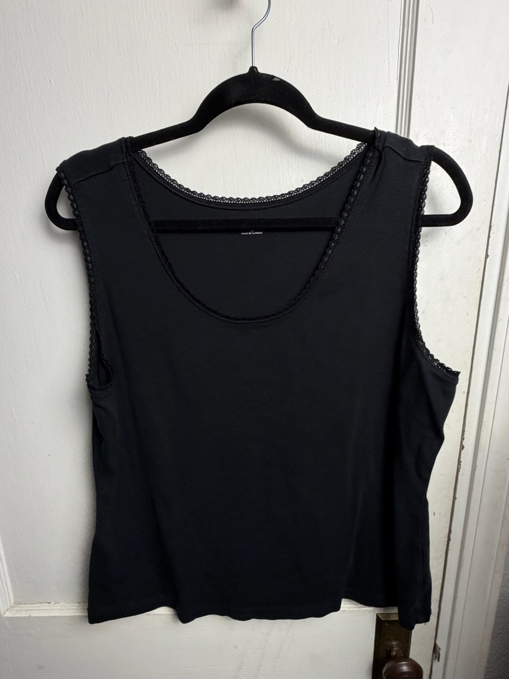 🐡Studio Works Black Lace-Trim Scoop Neck Tank Top